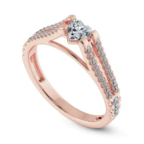 0.50cts. Heart Cut Solitaire Diamond Split Shank 18K Rose Gold Ring JL AU 1181R-A