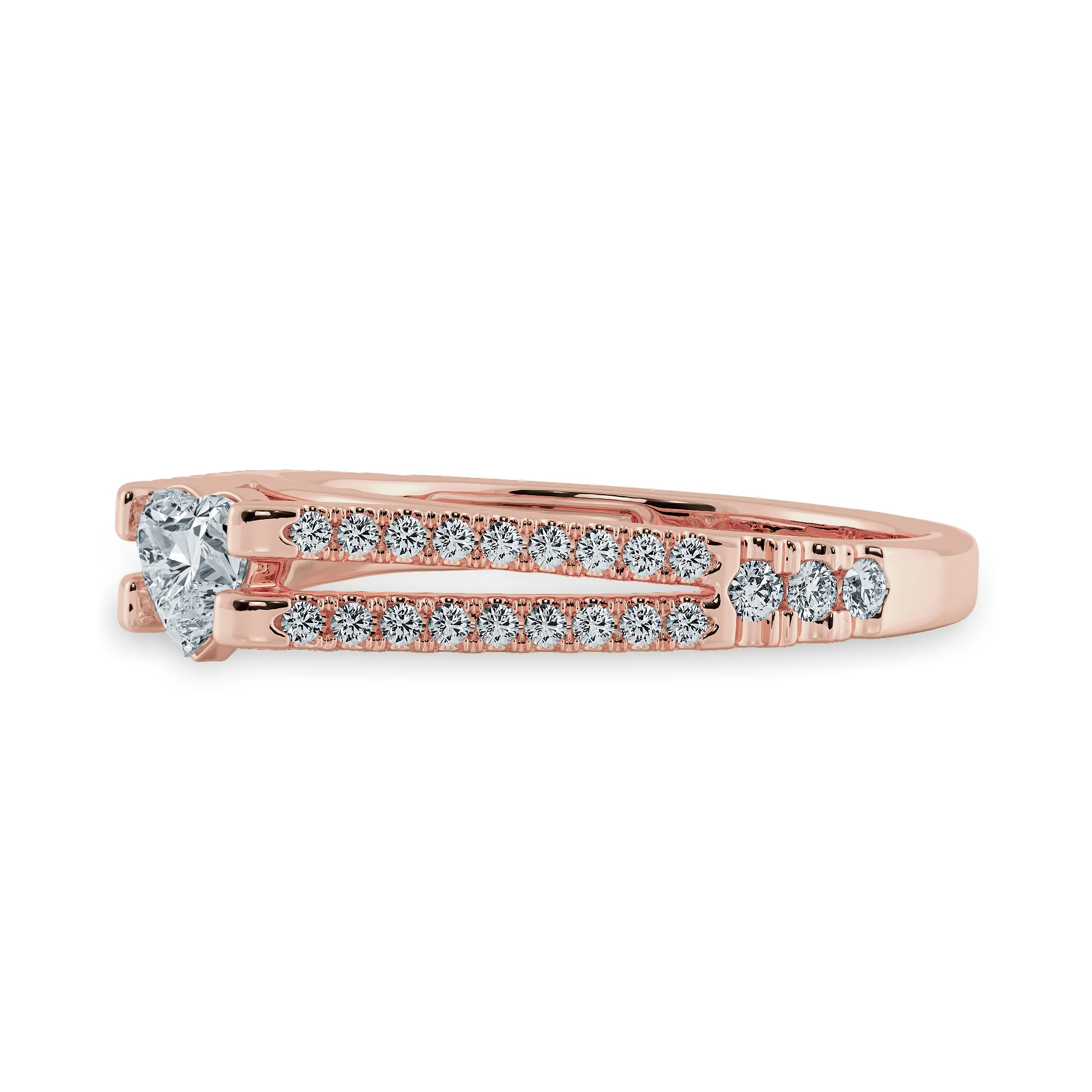 0.50cts. Heart Cut Solitaire Diamond Split Shank 18K Rose Gold Ring JL AU 1181R-A