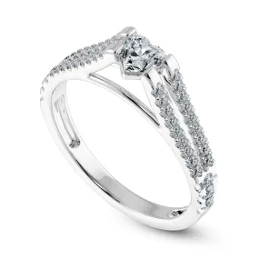 0.50cts Heart Cut Solitaire Diamond Split Shank Platinum Ring JL PT 1181-A