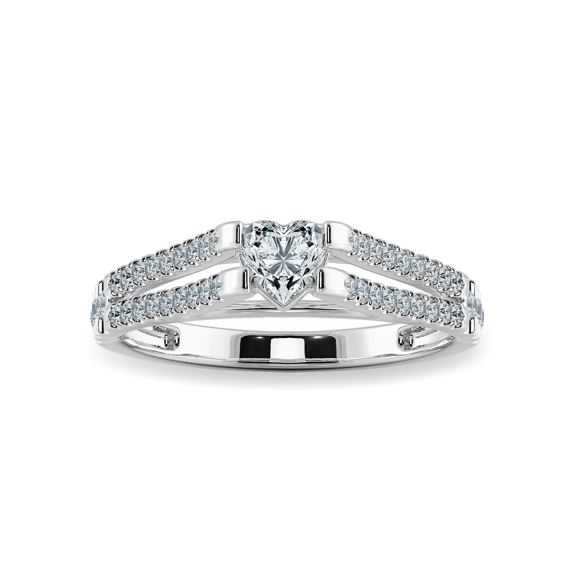 0.50cts Heart Cut Solitaire Diamond Split Shank Platinum Ring JL PT 1181-A