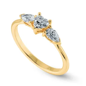 0.50cts. Heart Cut Solitaire with Pear Cut Diamond Accents 18K Yellow Gold Ring JL AU 1205Y-A