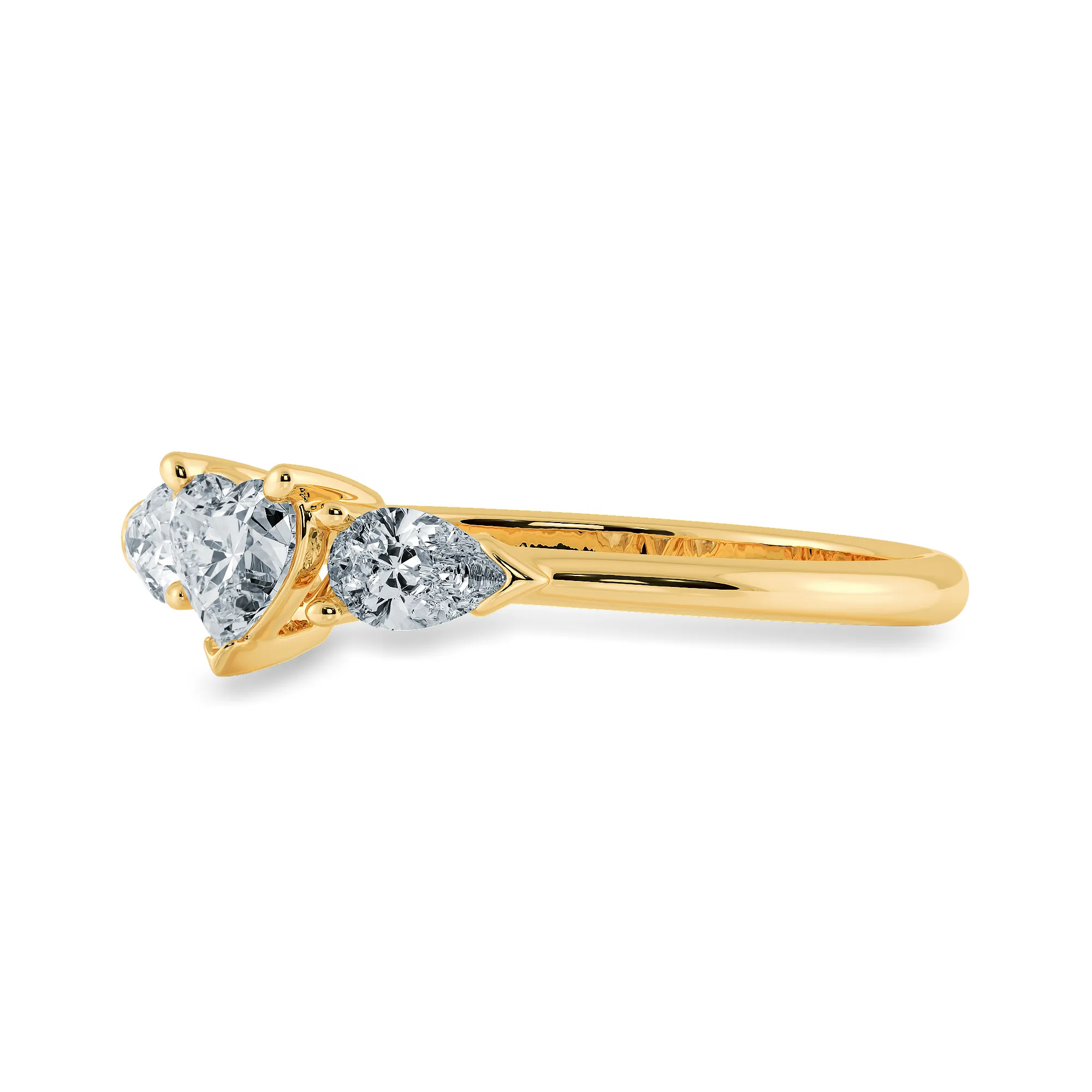 0.50cts. Heart Cut Solitaire with Pear Cut Diamond Accents 18K Yellow Gold Ring JL AU 1205Y-A