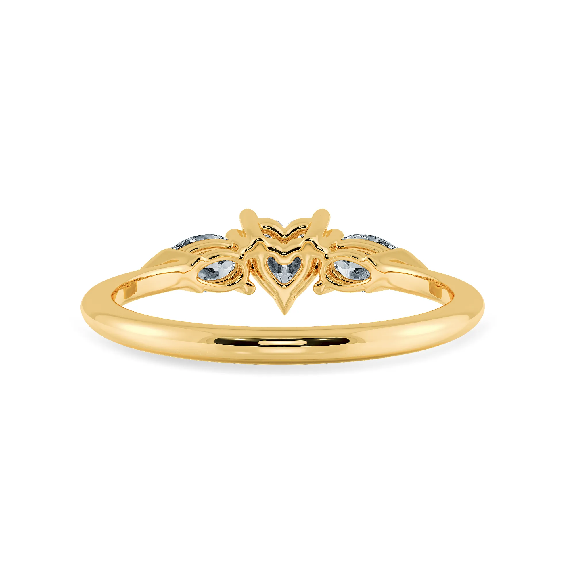 0.50cts. Heart Cut Solitaire with Pear Cut Diamond Accents 18K Yellow Gold Ring JL AU 1205Y-A