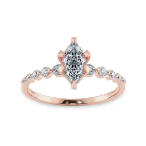 0.50cts. Marquise Cut Solitaire Halo Diamond Shank 18K Rose Gold Ring JL AU 2010R-A