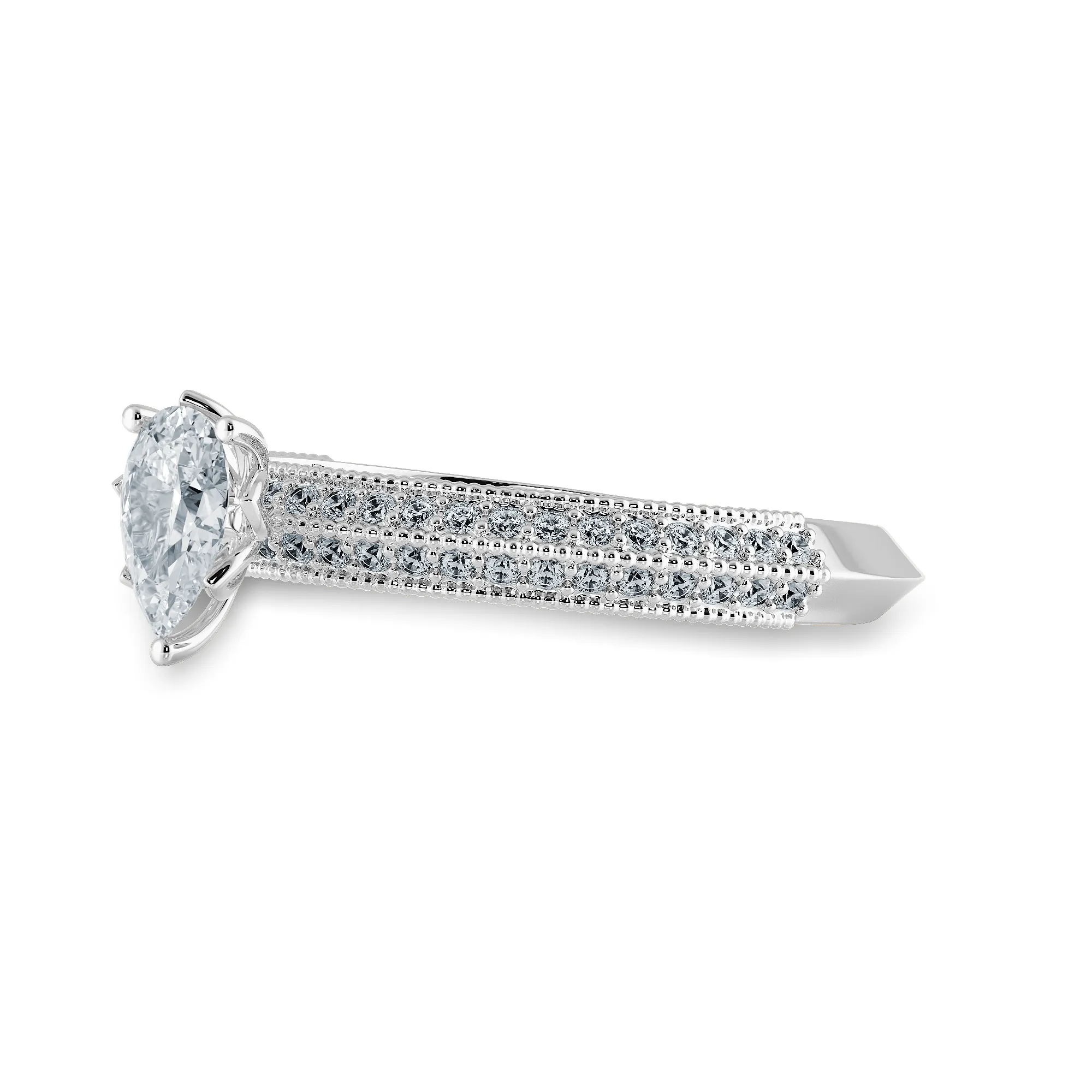 0.50cts Pear Cut Solitaire Diamond Split Shank Platinum Ring JL PT 1191-A
