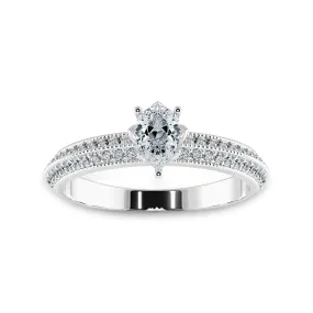 0.50cts Pear Cut Solitaire Diamond Split Shank Platinum Ring JL PT 1191-A