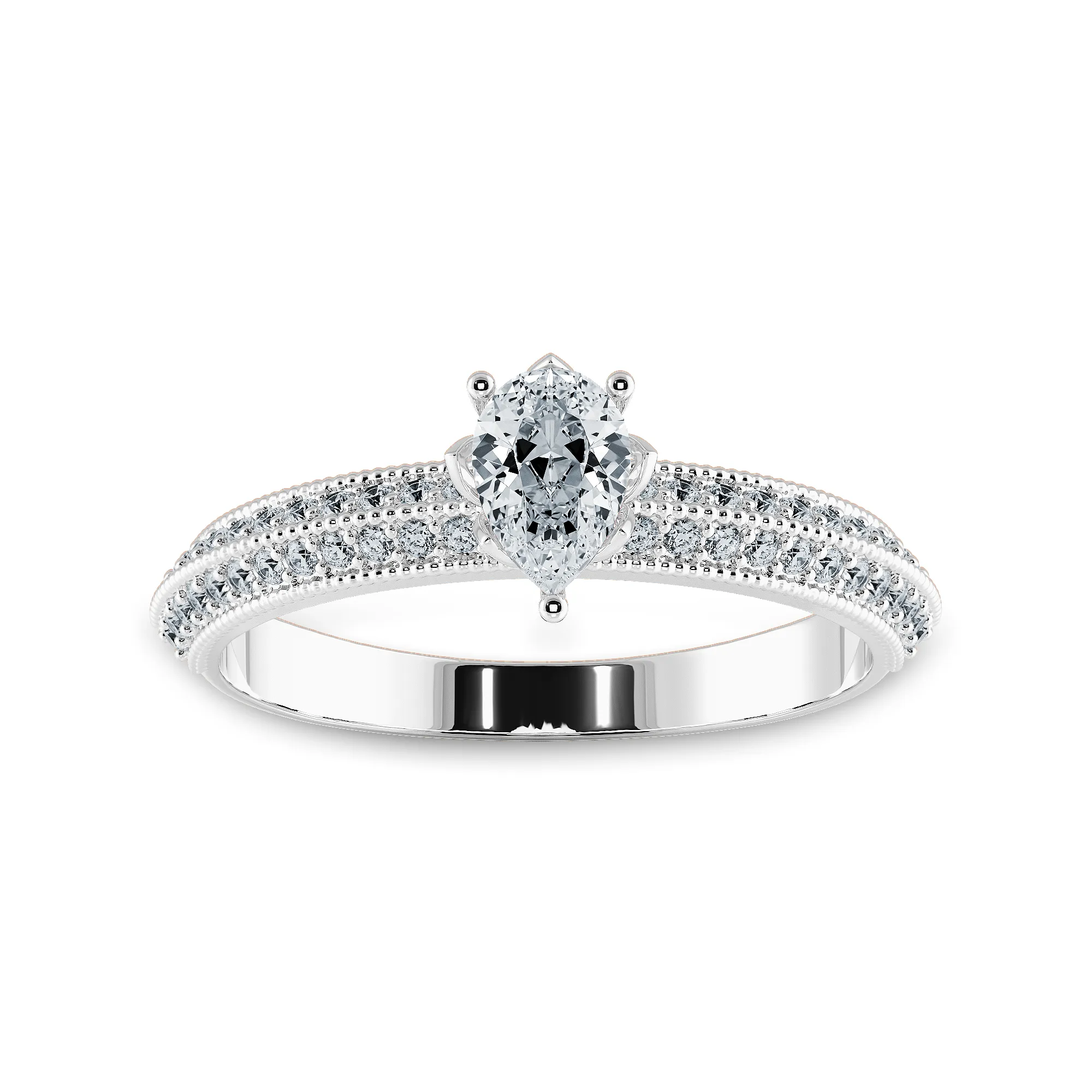 0.50cts Pear Cut Solitaire Diamond Split Shank Platinum Ring JL PT 1191-A