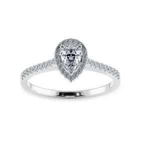 0.50cts Pear Cut Solitaire Halo Diamond Shank Platinum Ring JL PT 1200-A