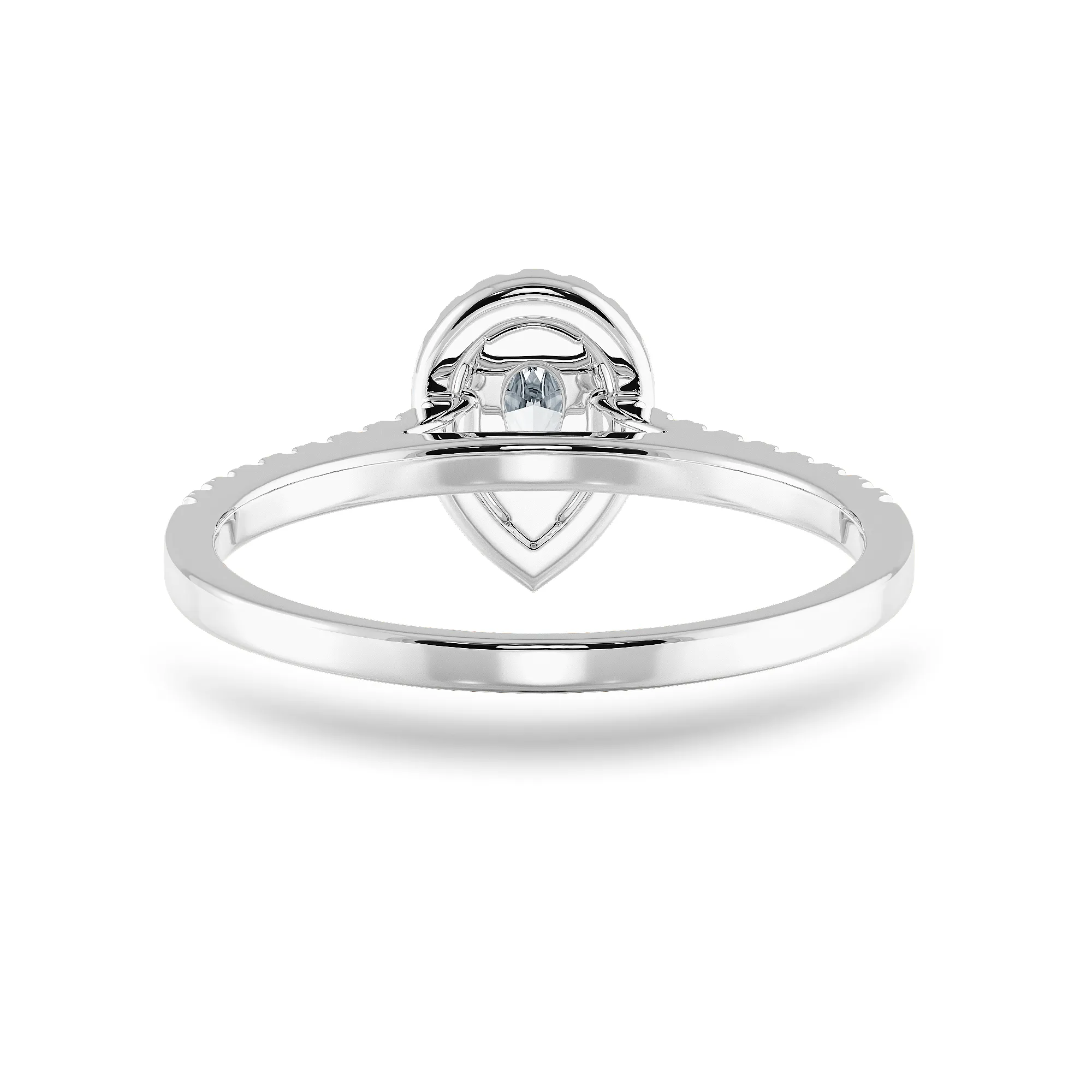 0.50cts Pear Cut Solitaire Halo Diamond Shank Platinum Ring JL PT 1200-A