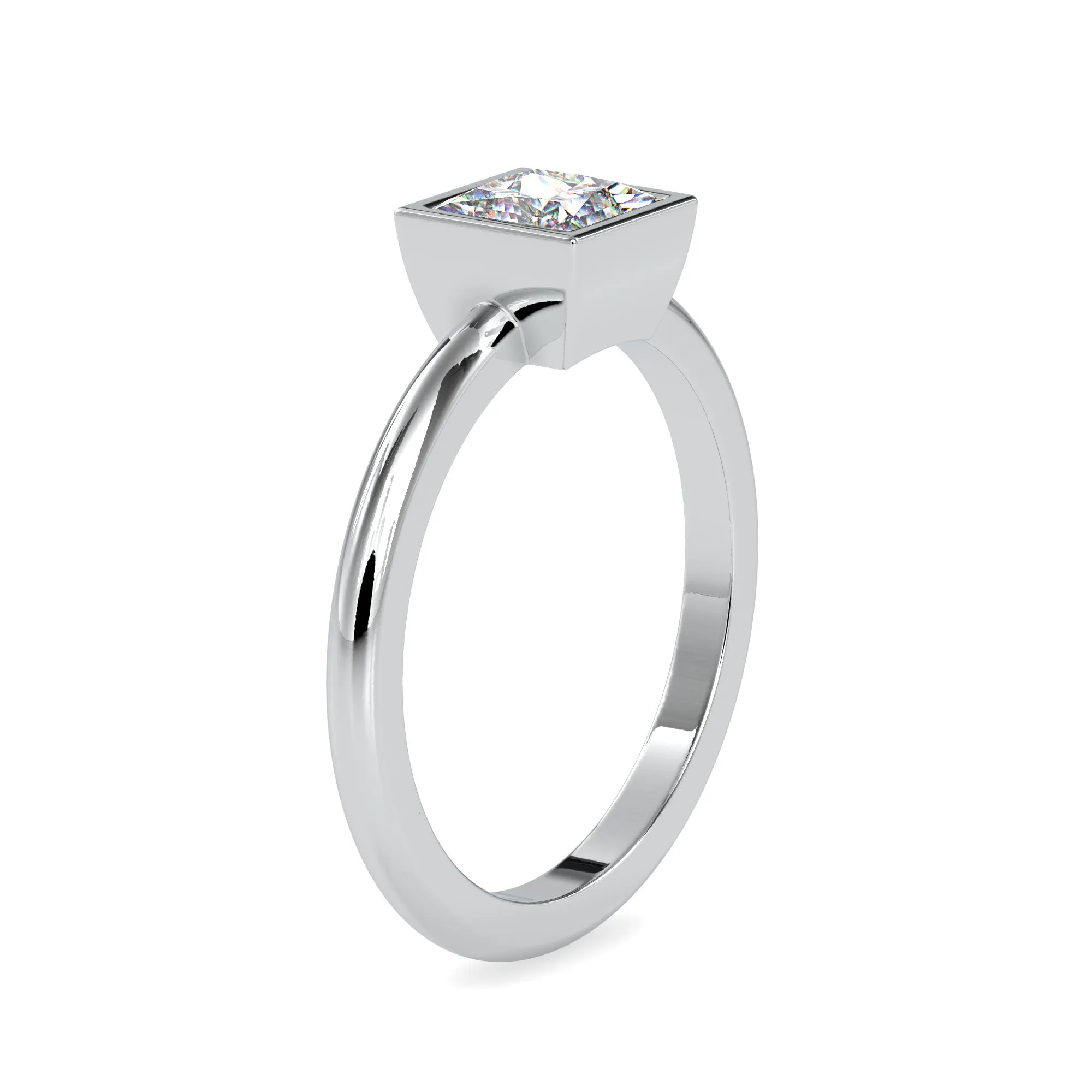 0.50cts. Princess Cut Diamond Platinum Solitaire Engagement Ring JL PT 0077