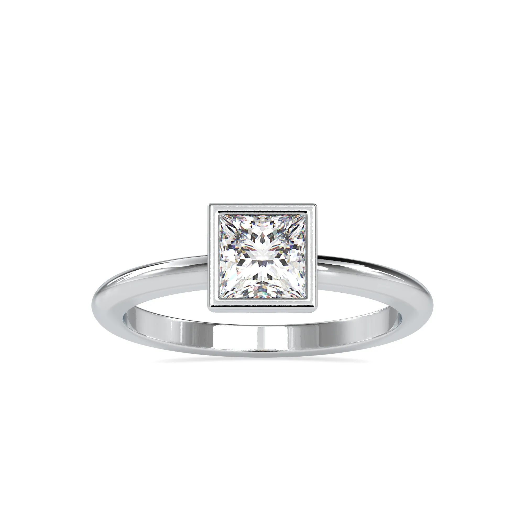 0.50cts. Princess Cut Diamond Platinum Solitaire Engagement Ring JL PT 0077