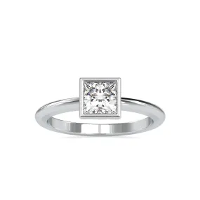 0.50cts. Princess Cut Diamond Platinum Solitaire Engagement Ring JL PT 0077