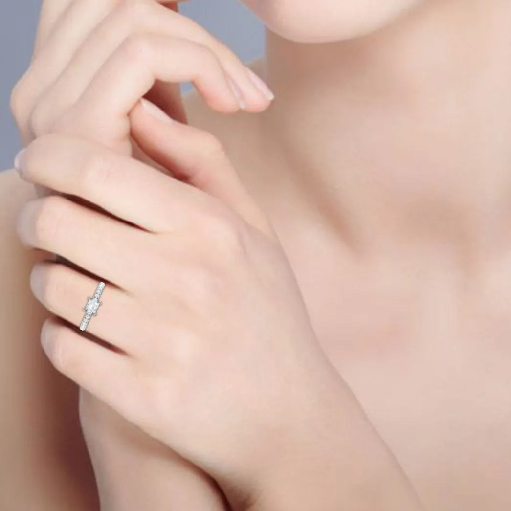 0.50cts Princess Cut Solitaire Platinum Diamond Ring JL PT RC AS 236