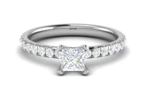 0.50cts Princess Cut Solitaire Platinum Diamond Ring JL PT RC AS 236