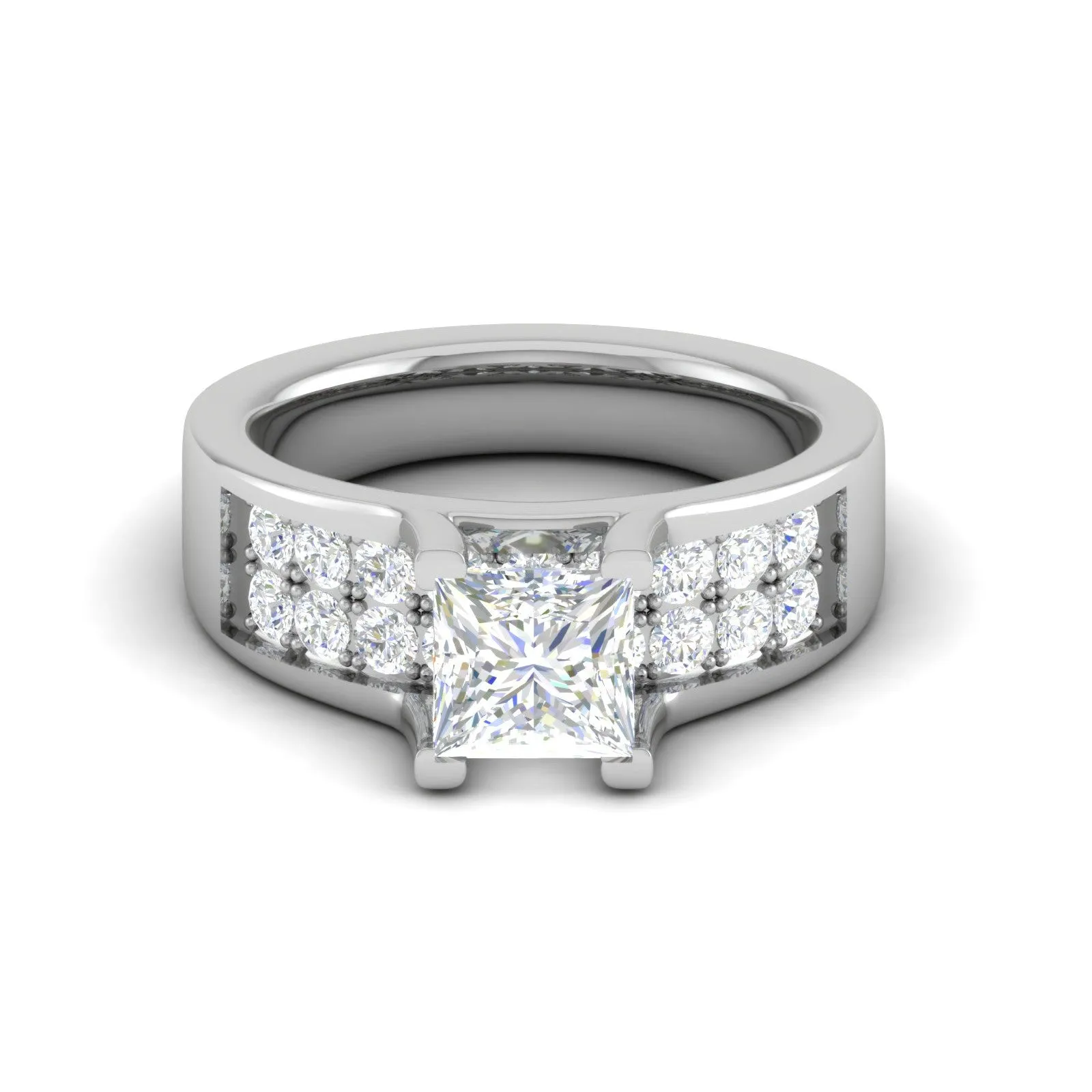 0.50cts. Princess Cut Solitaire Split Shank Platinum Engagement Ring JL PT EN7078WG