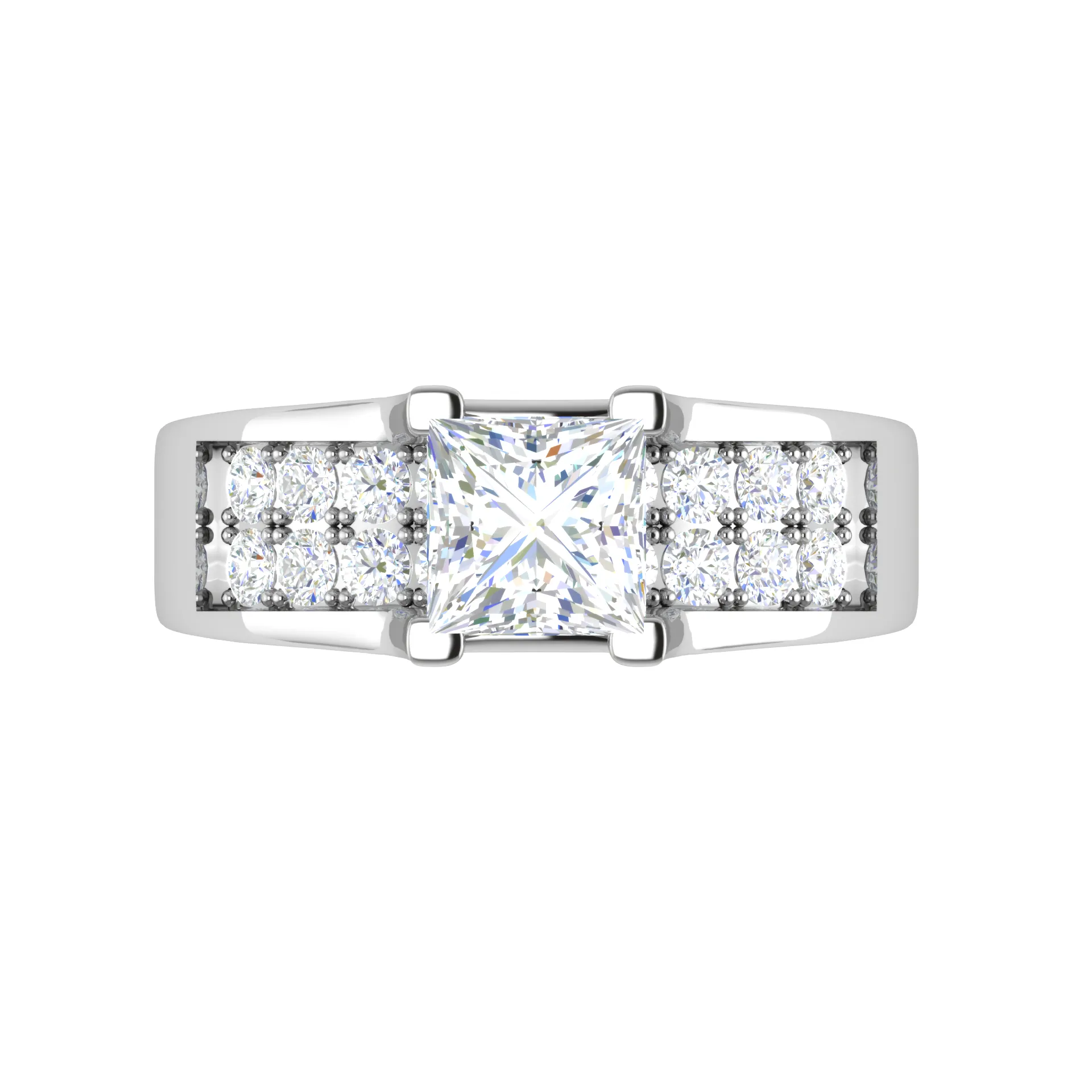 0.50cts. Princess Cut Solitaire Split Shank Platinum Engagement Ring JL PT EN7078WG