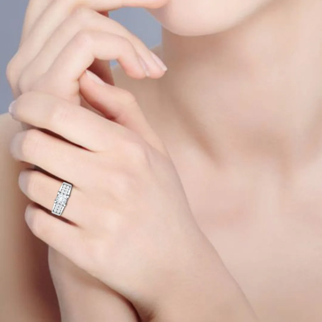 0.50cts. Princess Cut Solitaire Split Shank Platinum Engagement Ring JL PT EN7078WG