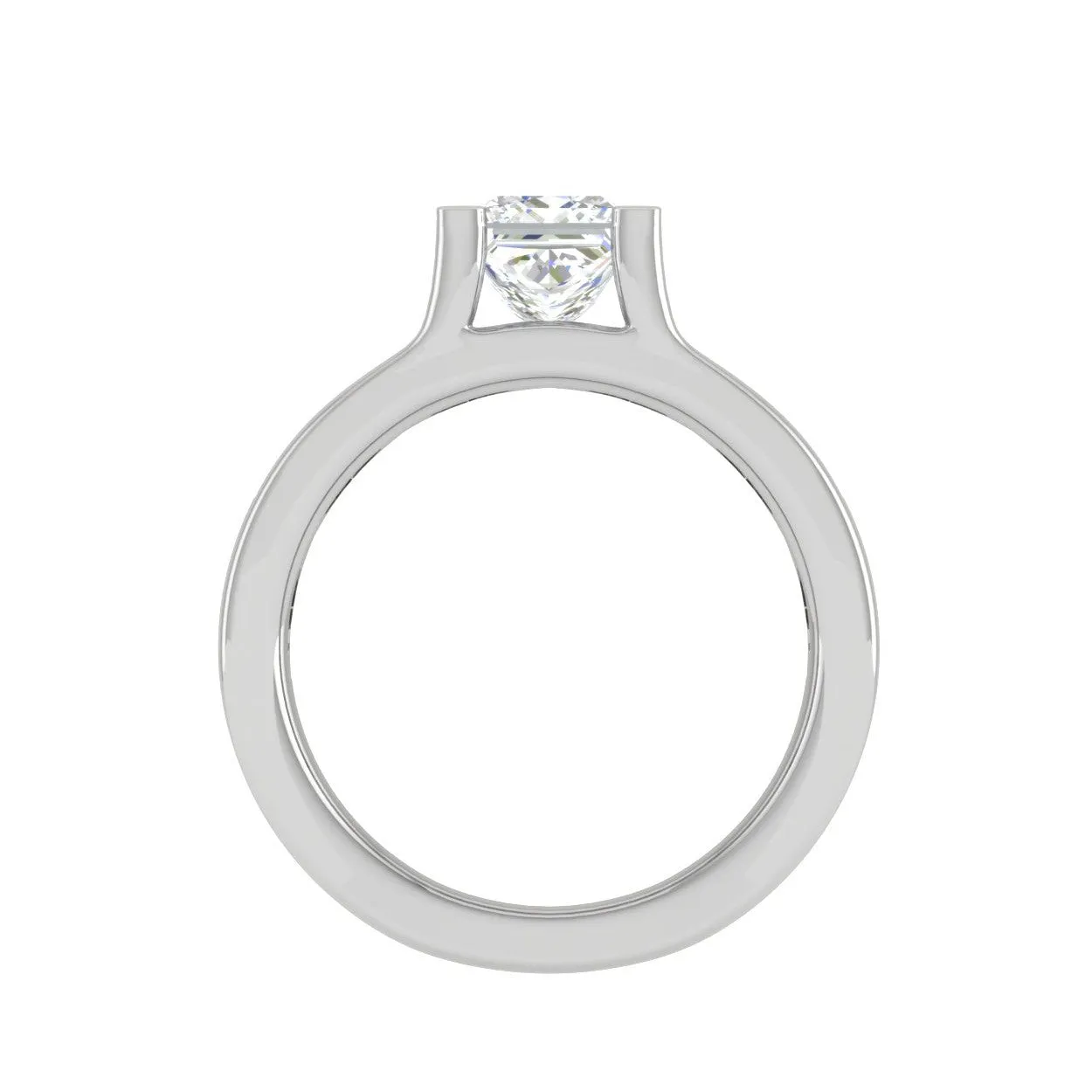 0.50cts. Princess Cut Solitaire Split Shank Platinum Engagement Ring JL PT EN7078WG