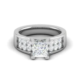 0.50cts. Princess Cut Solitaire Split Shank Platinum Engagement Ring JL PT EN7078WG