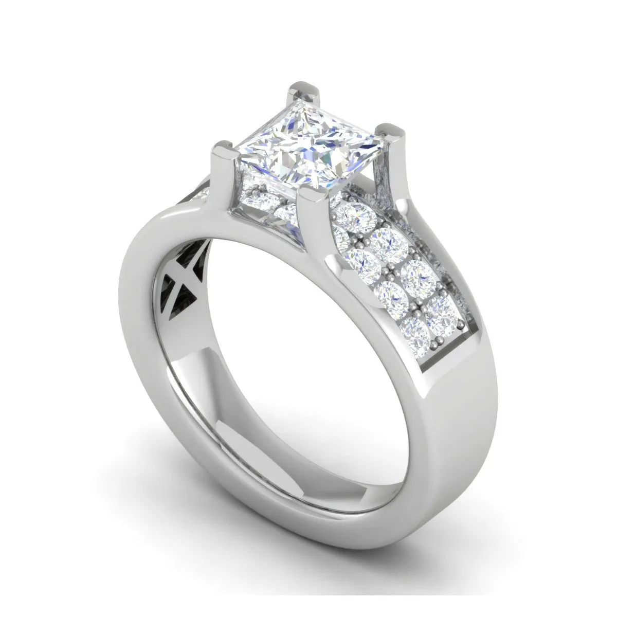 0.50cts. Princess Cut Solitaire Split Shank Platinum Engagement Ring JL PT EN7078WG