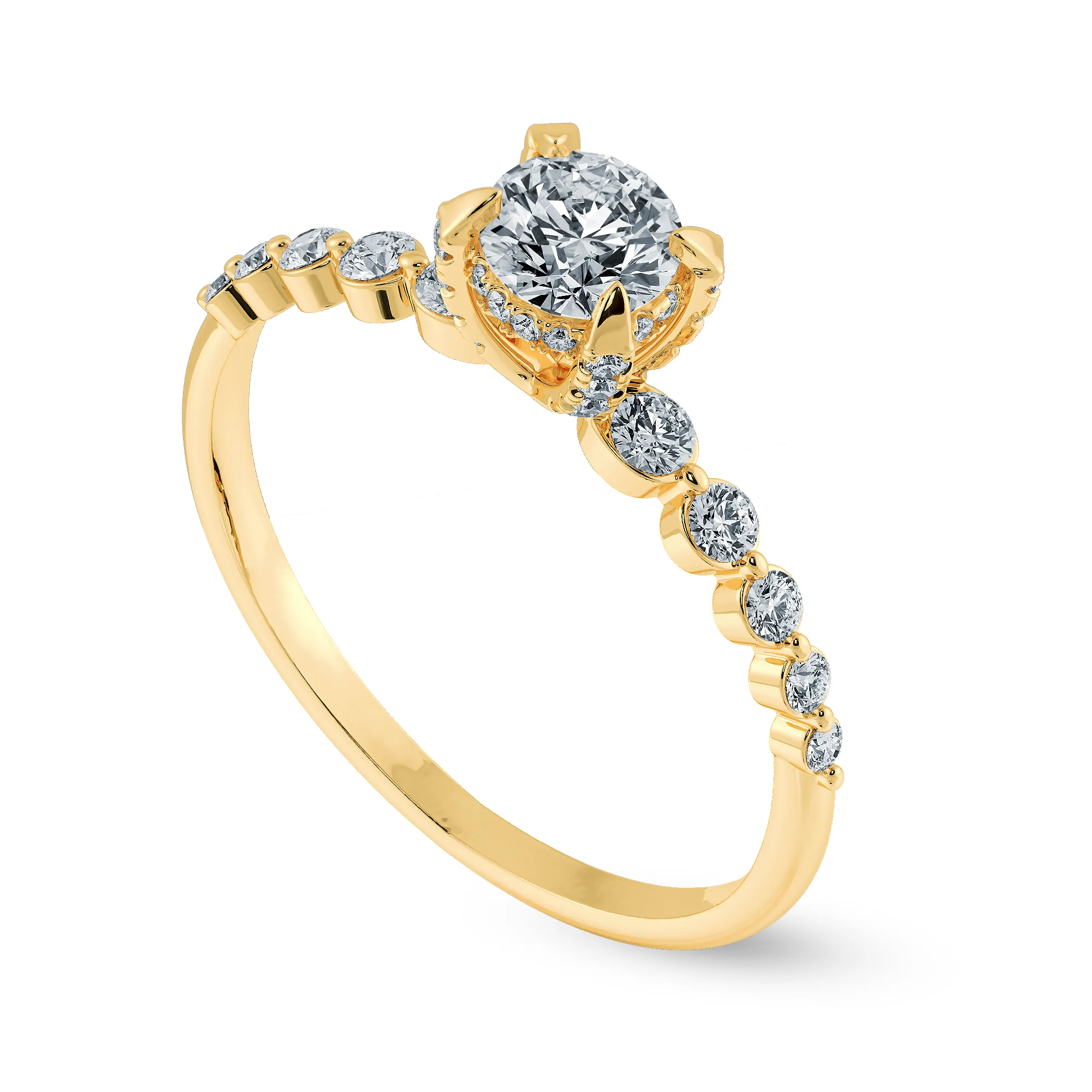0.50cts. Solitaire Diamond Accents 18K Yellow Gold Ring JL AU 1202Y-A