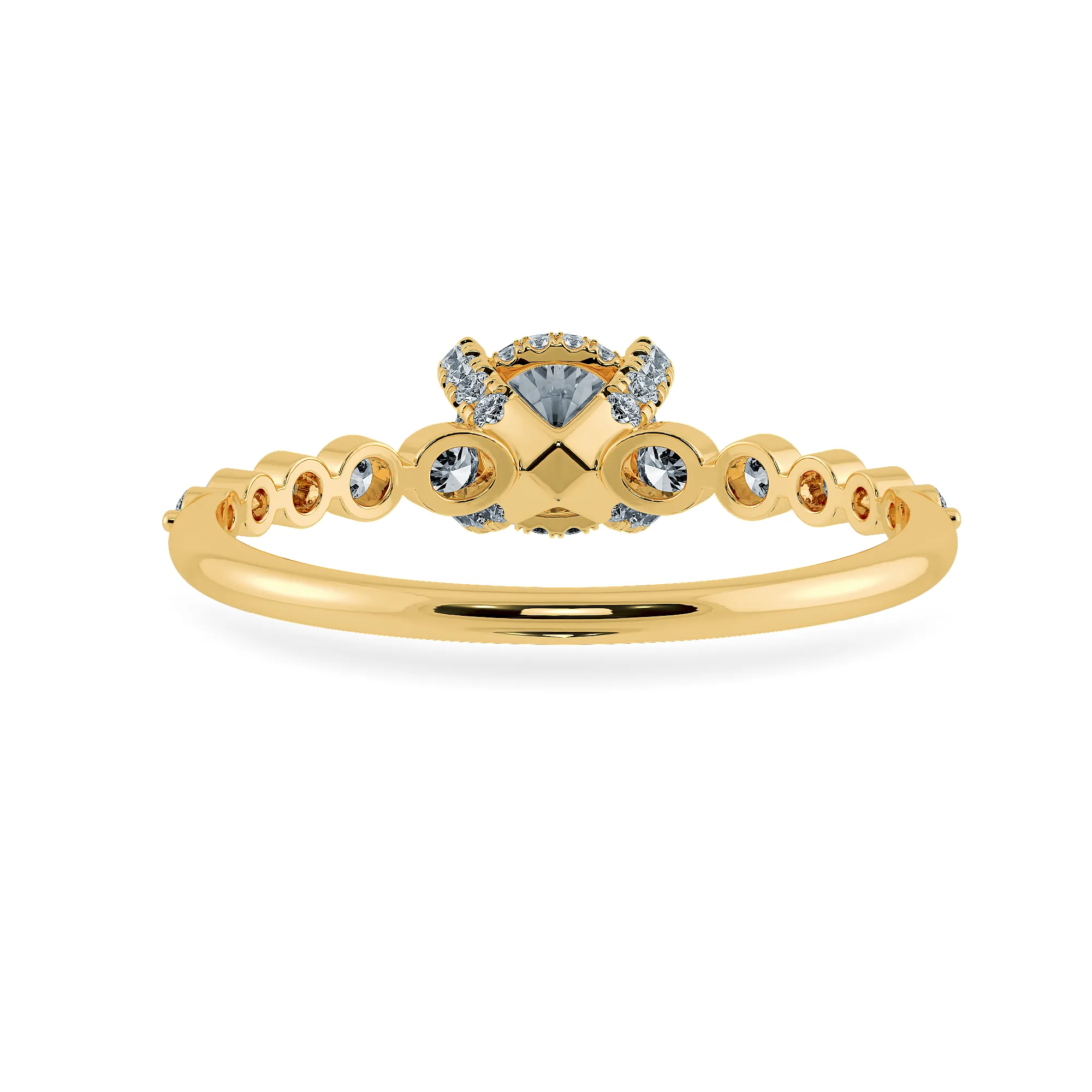 0.50cts. Solitaire Diamond Accents 18K Yellow Gold Ring JL AU 1202Y-A