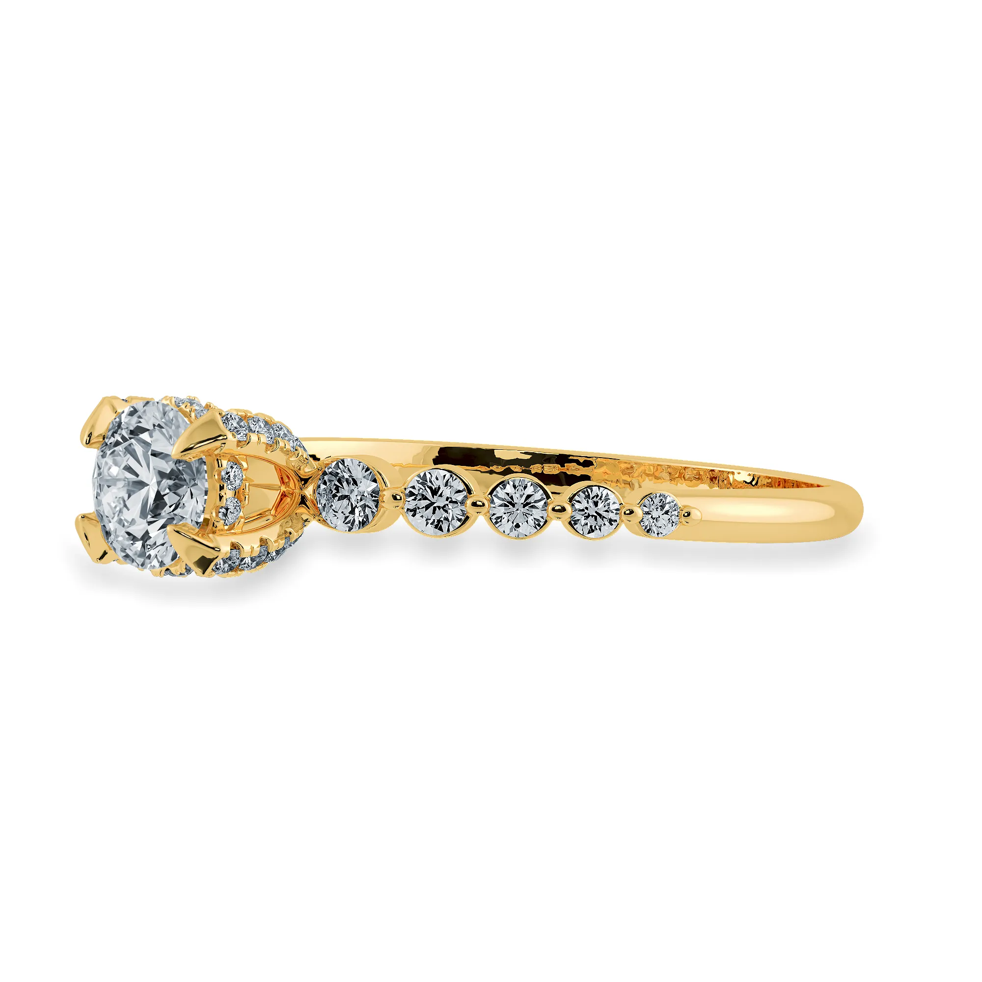 0.50cts. Solitaire Diamond Accents 18K Yellow Gold Ring JL AU 1202Y-A