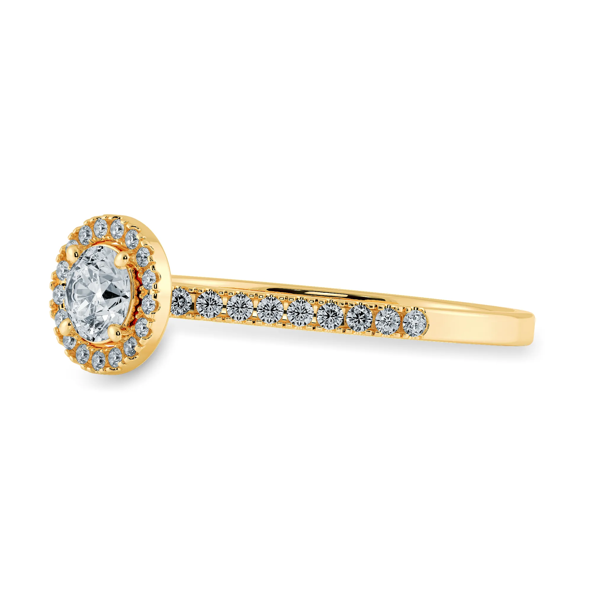 0.50cts. Solitaire Diamond Halo Shank 18K Yellow Gold Ring JL AU 1193Y-A