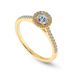 0.50cts. Solitaire Diamond Halo Shank 18K Yellow Gold Ring JL AU 1193Y-A