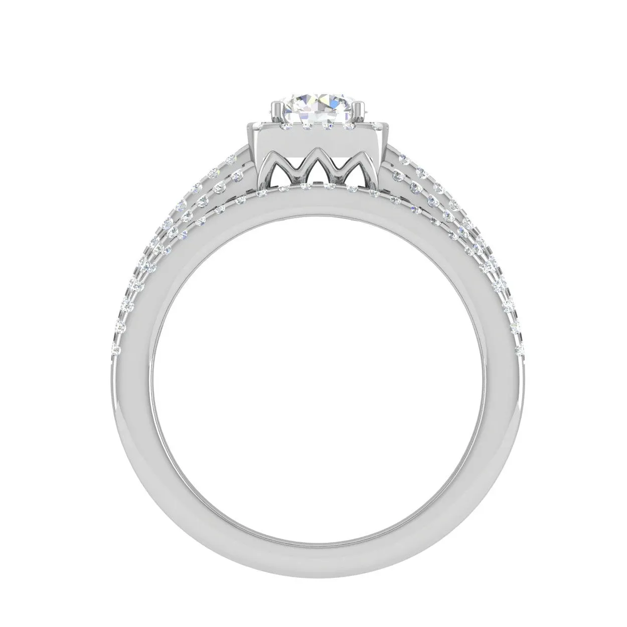 0.50cts Solitaire Halo Diamond Split Shank Platinum Ring JL PT RV RD 161