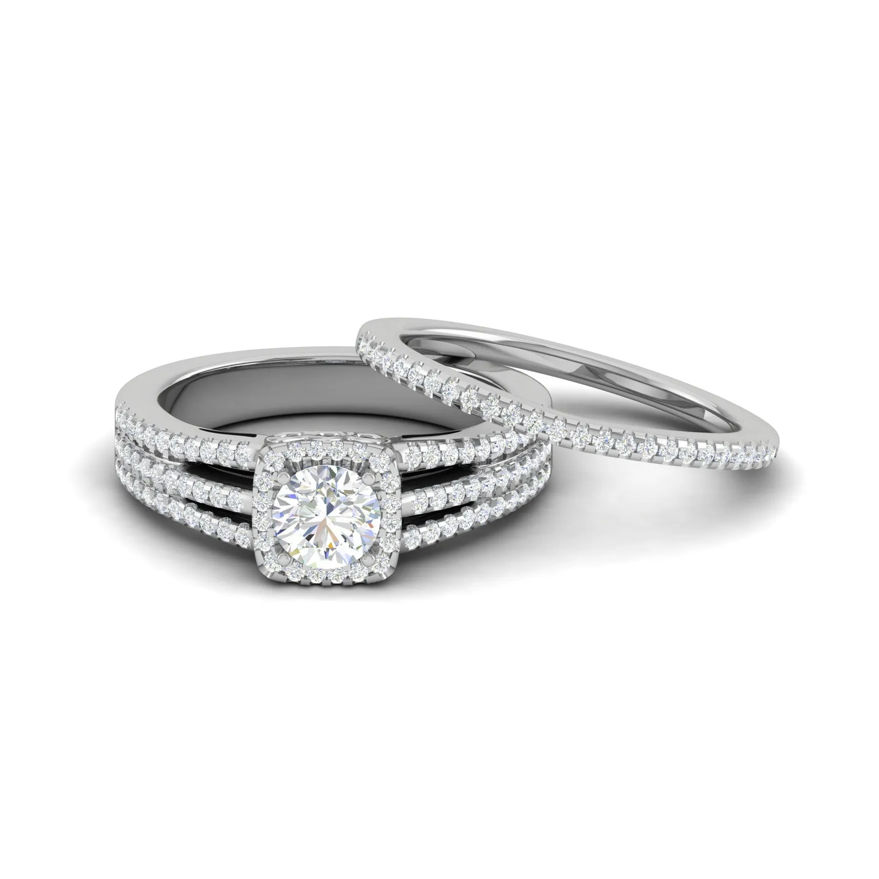 0.50cts Solitaire Halo Diamond Split Shank Platinum Ring JL PT RV RD 161