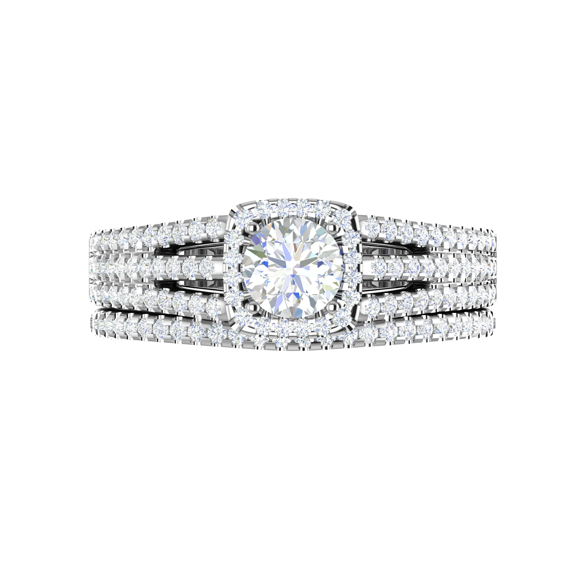 0.50cts Solitaire Halo Diamond Split Shank Platinum Ring JL PT RV RD 161