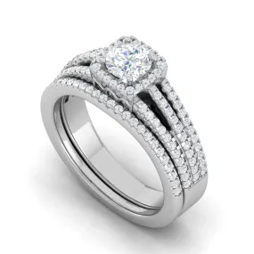 0.50cts Solitaire Halo Diamond Split Shank Platinum Ring JL PT RV RD 161