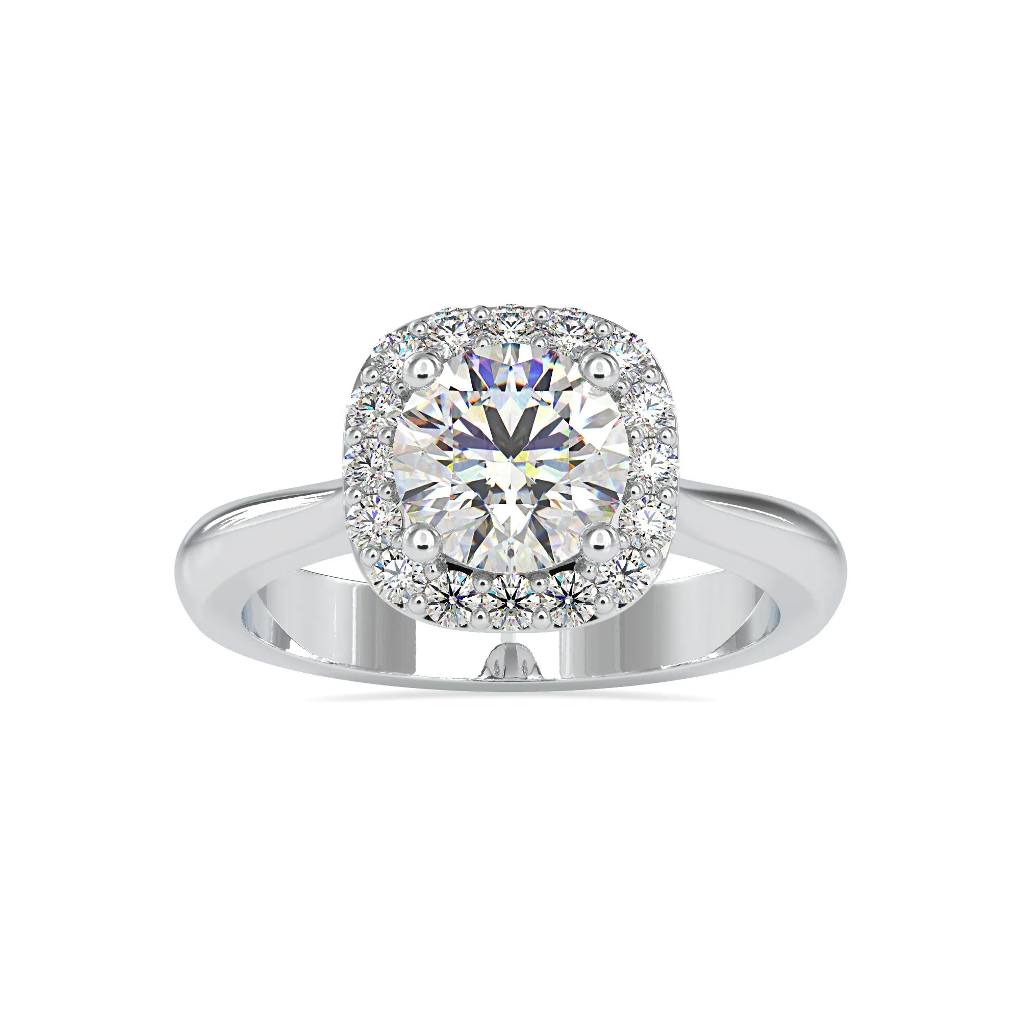 0.50cts. Solitaire Platinum Diamond Halo Engagement Ring JL PT 0101-A