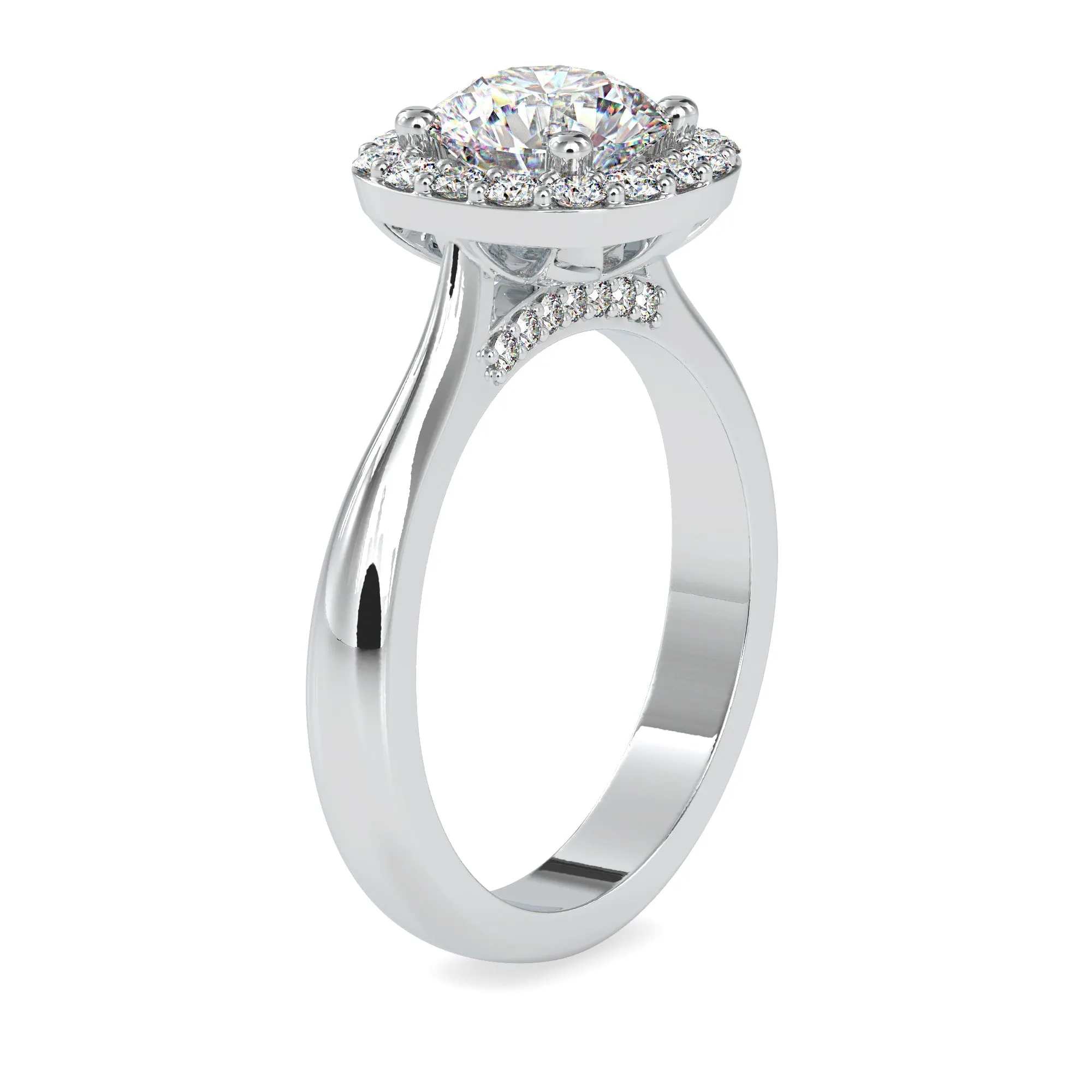 0.50cts. Solitaire Platinum Diamond Halo Engagement Ring JL PT 0101-A