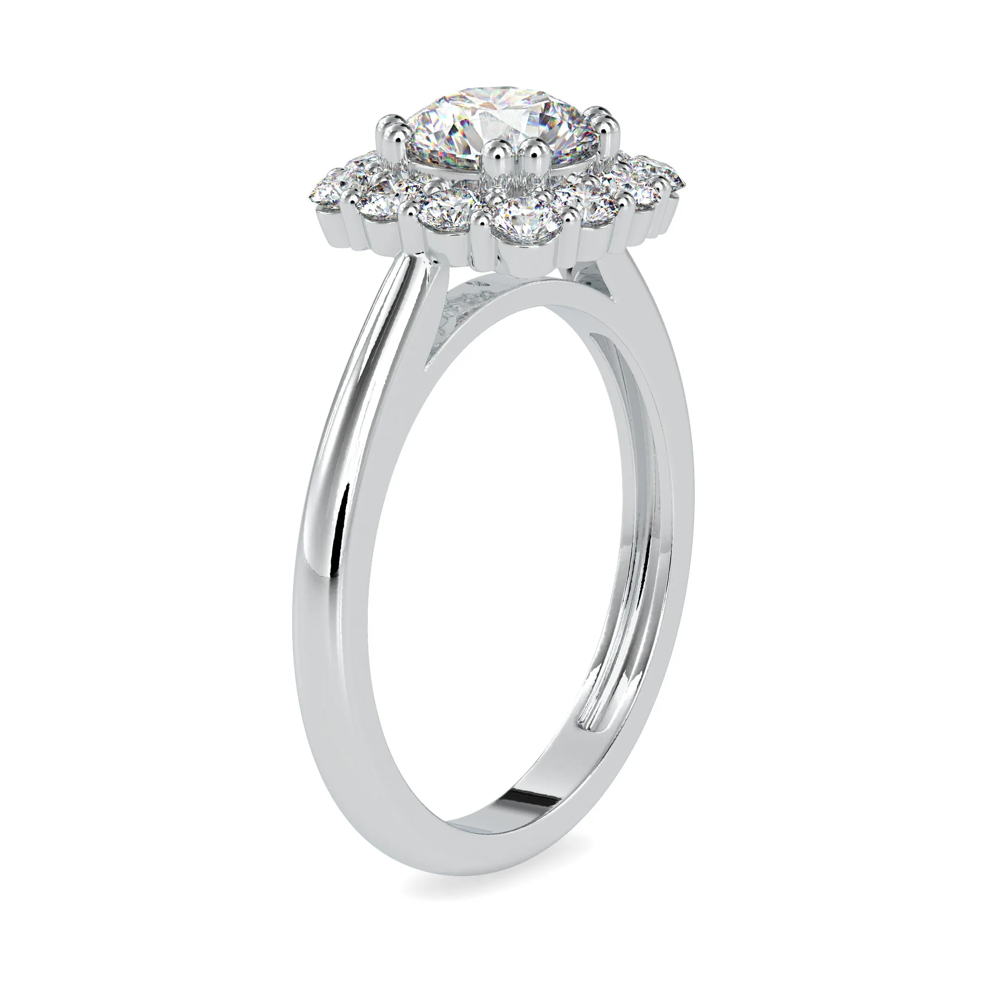0.50cts. Solitaire Platinum Diamond Halo Engagement Ring JL PT 0148