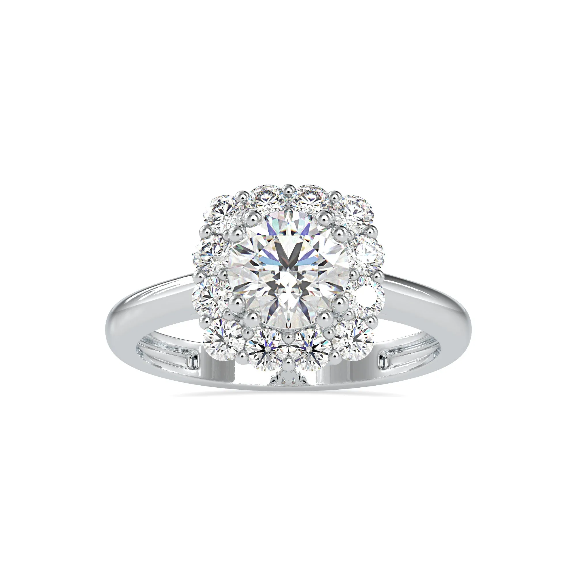 0.50cts. Solitaire Platinum Diamond Halo Engagement Ring JL PT 0148