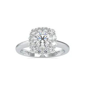 0.50cts. Solitaire Platinum Diamond Halo Engagement Ring JL PT 0148