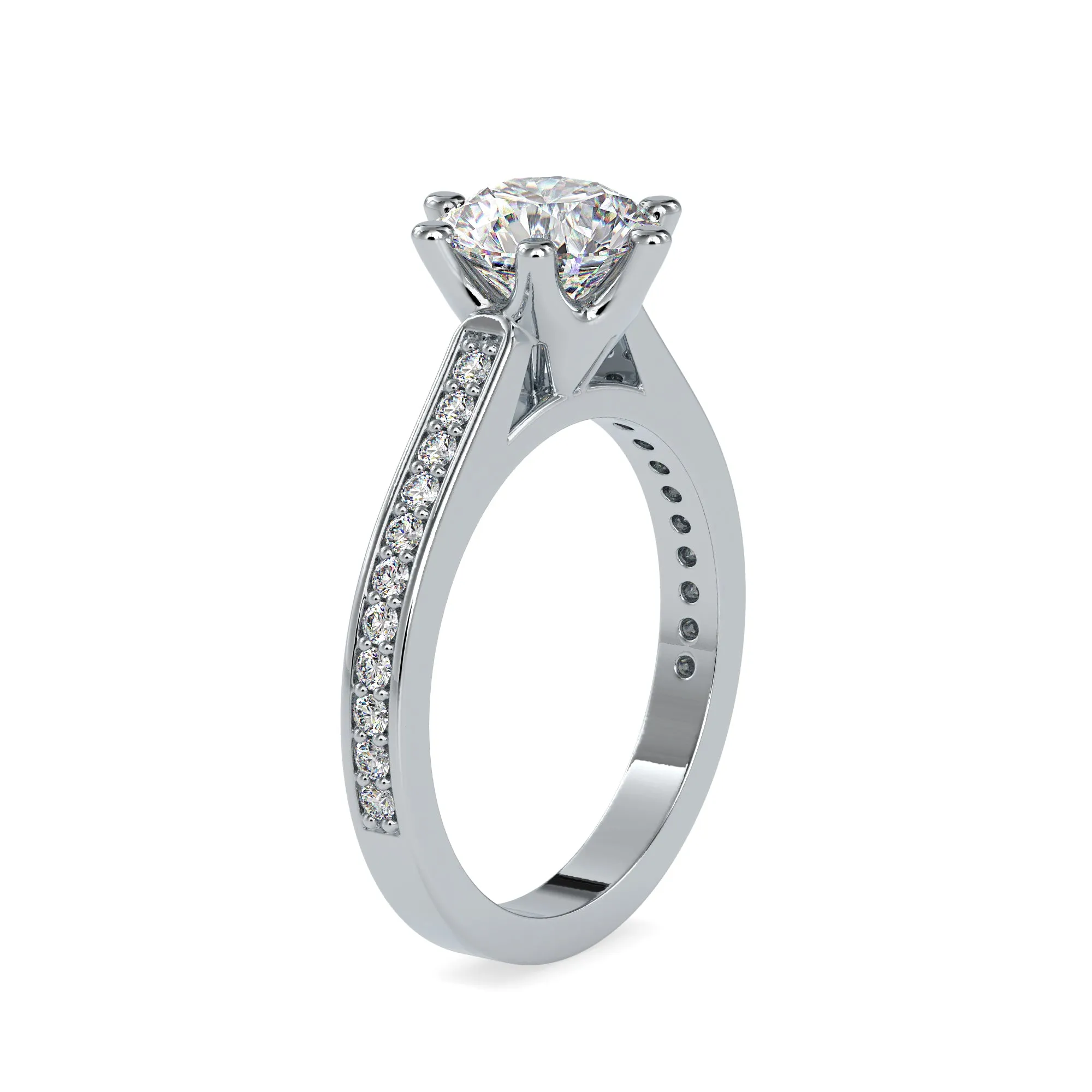 0.50cts. Solitaire Platinum Diamond Shank Engagement Ring JL PT 0023