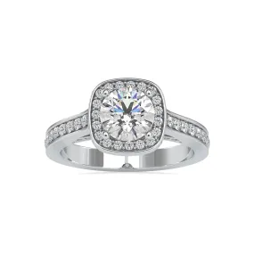0.50cts. Solitaire Platinum Single Halo Diamond Shank Engagement Ring JL PT 0097