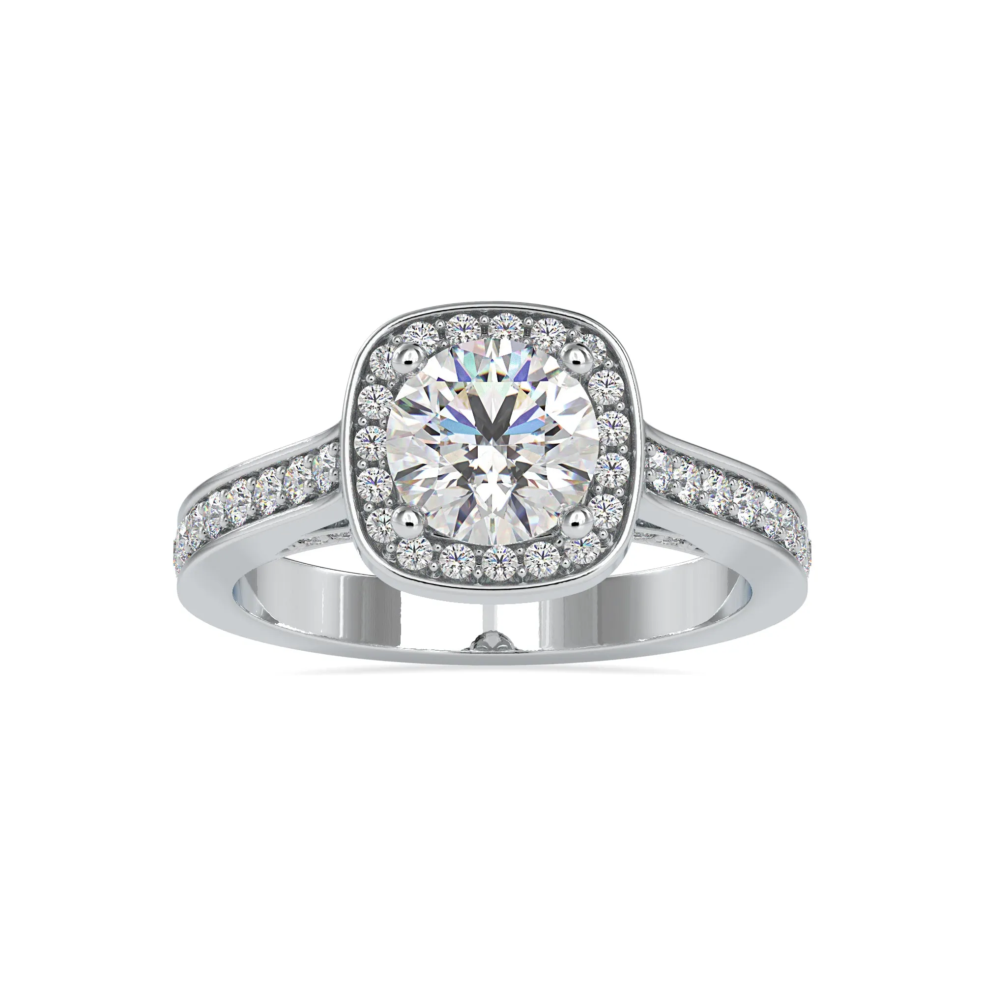 0.50cts. Solitaire Platinum Single Halo Diamond Shank Engagement Ring JL PT 0097