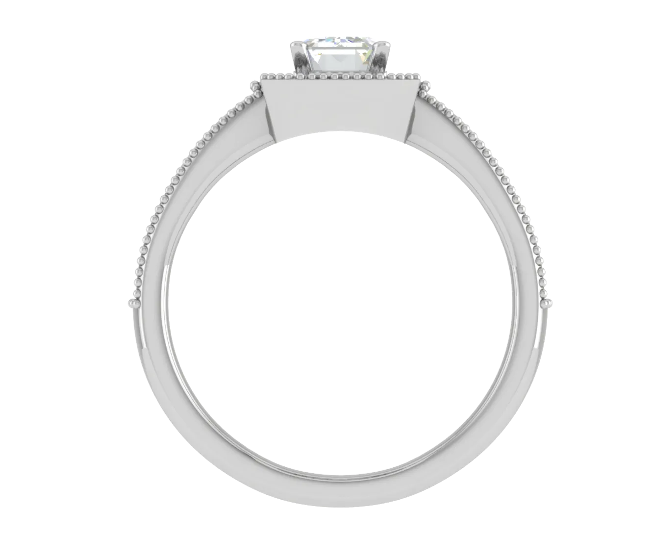 0.70 cts Emerald Cut Diamonds Halo Diamond Shank Platinum Ring JL PT RH EM 159