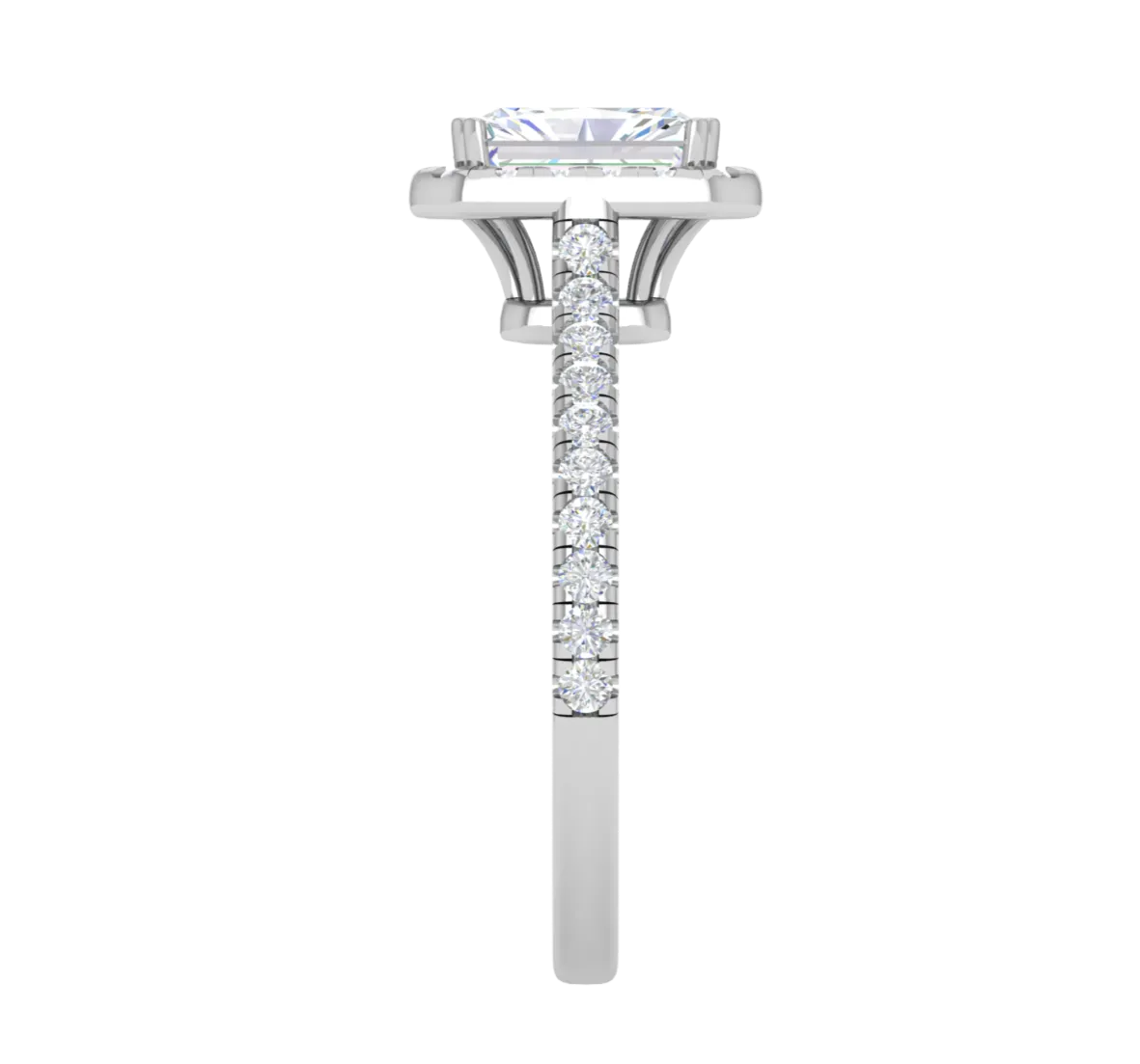 0.70 cts Emerald Cut Solitaire Halo Diamond Shank Platinum Ring JL PT RH RAD 136