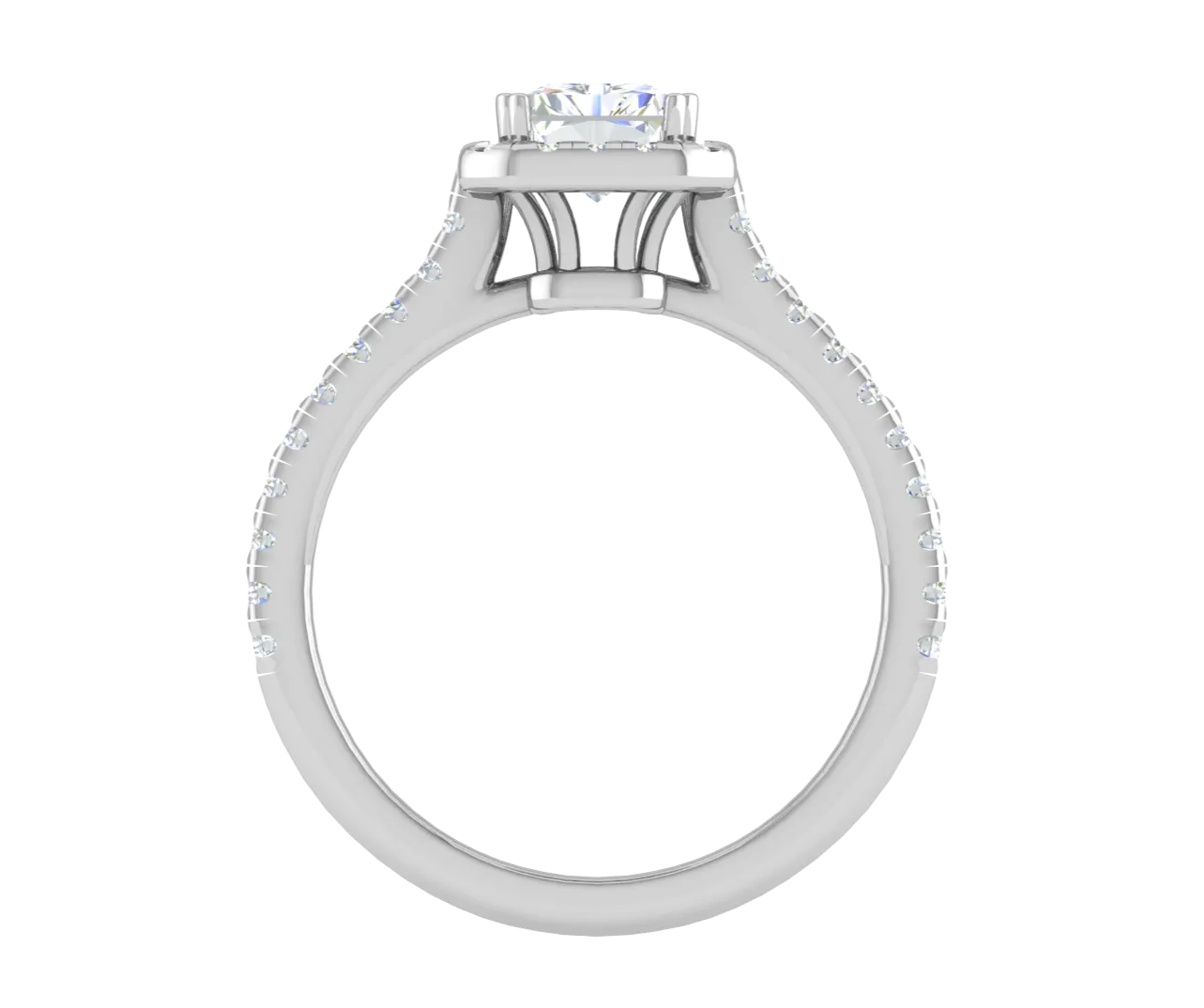 0.70 cts Emerald Cut Solitaire Halo Diamond Shank Platinum Ring JL PT RH RAD 136