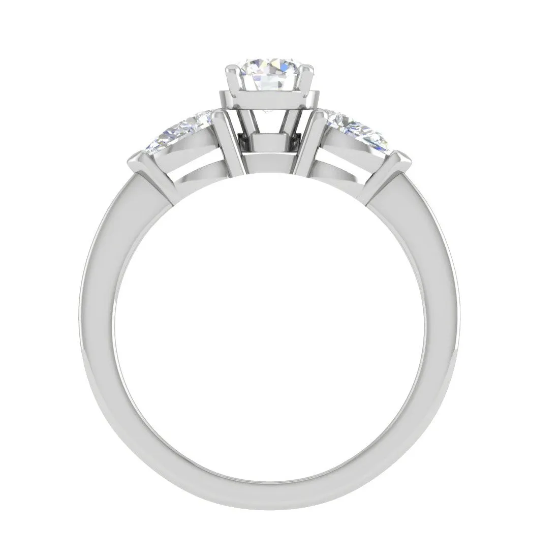 0.70 cts Solitaire with Pear Cut Diamond Accents Platinum Ring JL PT R3 RD 104