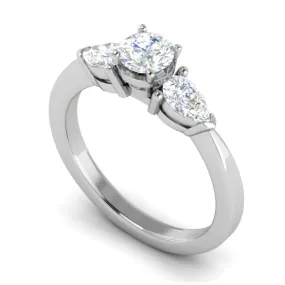 0.70 cts Solitaire with Pear Cut Diamond Accents Platinum Ring JL PT R3 RD 104