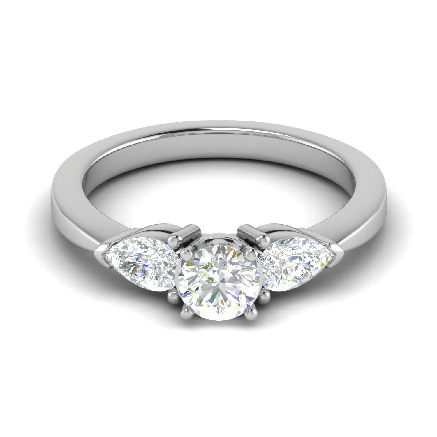 0.70 cts Solitaire with Pear Cut Diamond Accents Platinum Ring JL PT R3 RD 104