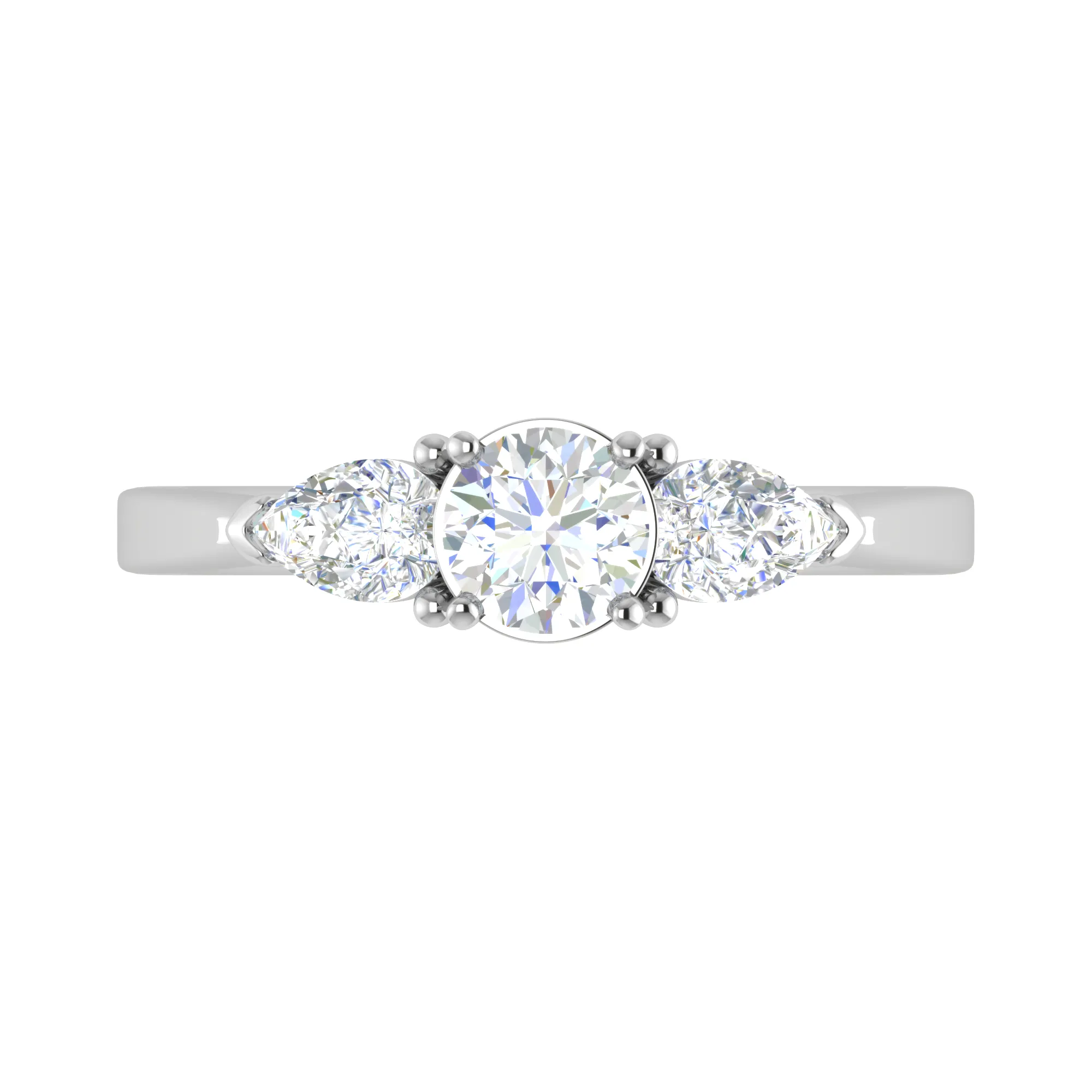0.70 cts Solitaire with Pear Cut Diamond Accents Platinum Ring JL PT R3 RD 104