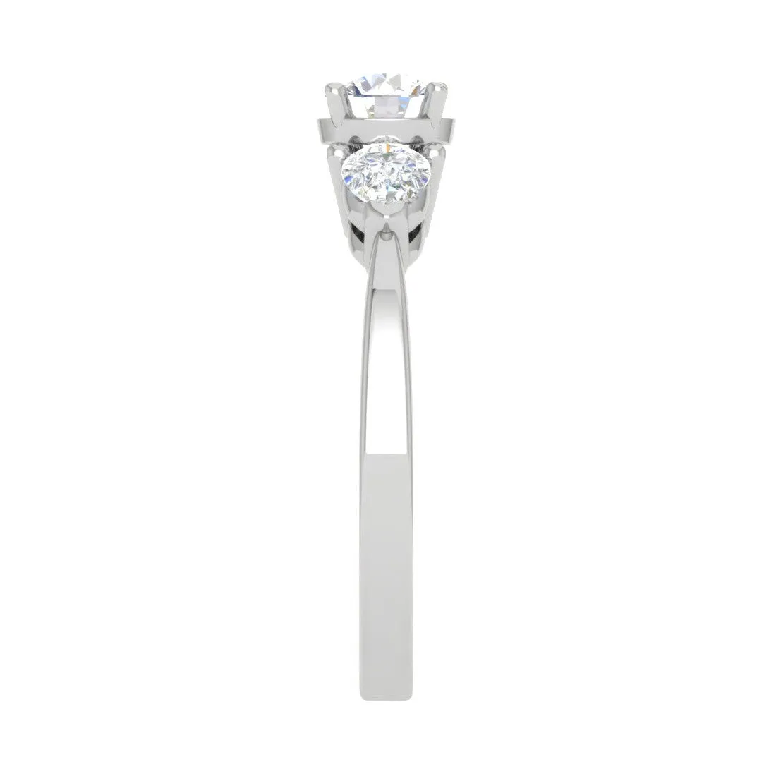 0.70 cts Solitaire with Pear Cut Diamond Accents Platinum Ring JL PT R3 RD 104