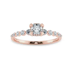 0.70cts. Cushion Cut Solitaire Halo Diamond Accents 18K Rose Gold Ring JL AU 2005R-B